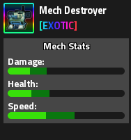 Mech Destroyer Exotic Mech Stats card