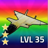 Military Tycoon jet with two stars and LVL 35