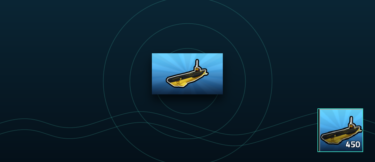 Super Sub Military Tycoon Buildable submarine guide artwork and item card